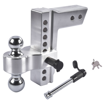 拖车挂接装置 Adjustable Trailer Hitch Aluminum Fit 2.5" Receiver 8" Drop/Rise 18500 LBS 2" & 2-5/16" Dual Ball