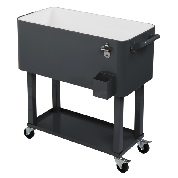80QT 深灰色 冷冻保温推车 87.5*91*38.5cm 长方形 塑料箱体 铁脚管 冷冻保温-29