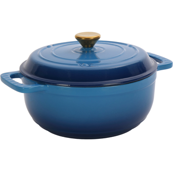 铸铁 7.5QT 烹饪锅具 渐变蓝 含两个硅胶手套 珐琅锅