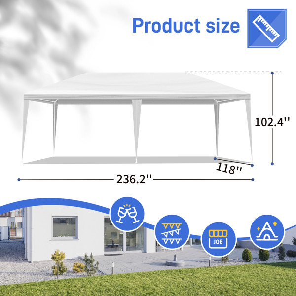 10X20ft 白色 无围布 仿折叠棚 喷塑钢管 PE布 LT-7
