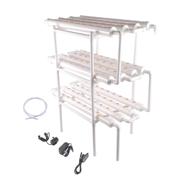 Floor Standing Hydroponics Growing Planting System Kit, Soilless Cultivation PVC Pipes for Gardening and Planting (108 Seed Holes, White)-2