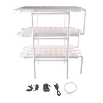 Floor Standing Hydroponics Growing Planting System Kit, Soilless Cultivation PVC Pipes for Gardening and Planting (108 Seed Holes, White)