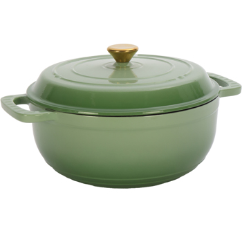 铸铁 6QT 烹饪锅具 渐变绿 含两个硅胶手套 珐琅锅