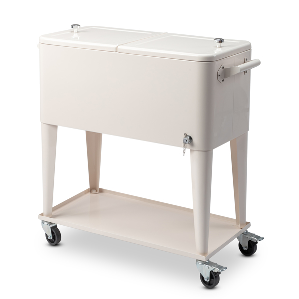 80QT 奶白色 冷冻保温推车 87.5*38.5*91cm 长方形 塑料箱体 铁脚管 冷冻保温-9