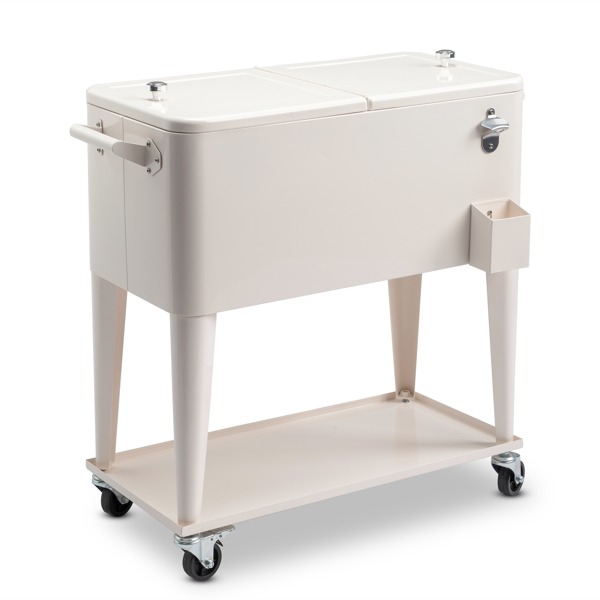 80QT 奶白色 冷冻保温推车 87.5*38.5*91cm 长方形 塑料箱体 铁脚管 冷冻保温-10