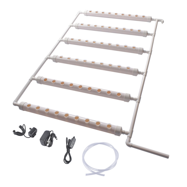 Wall Mounted Hydroponics Growing Planting System Kit, Soilless Cultivation PVC Pipes for Gardening and Planting (54 Seed Holes, White)-3