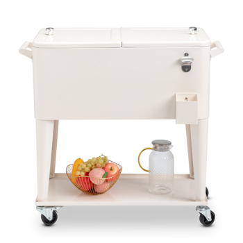 80QT 奶白色 冷冻保温推车 87.5*38.5*91cm 长方形 塑料箱体 铁脚管 冷冻保温