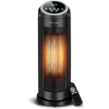 1500W Quiet Space Heater - PTC Ceramic Heating, 3 Modes (High/Low/ECO), 12-Hour Timer & Remote Control, Black