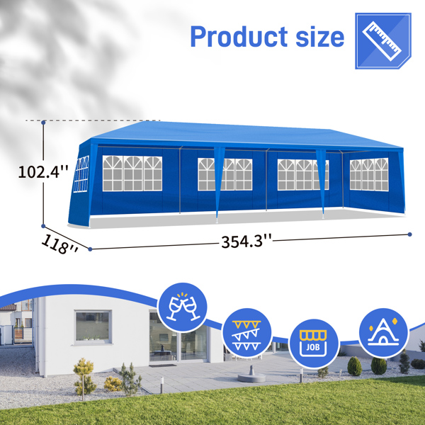 10X30ft 蓝色 8围 仿折叠棚 2门6窗 钢管喷塑 PE布-13