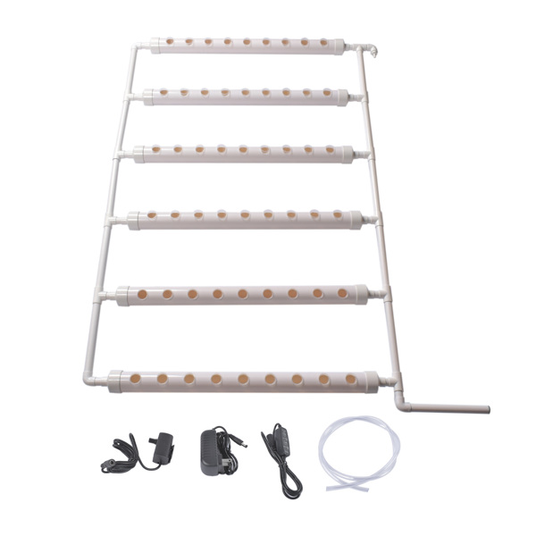Wall Mounted Hydroponics Growing Planting System Kit, Soilless Cultivation PVC Pipes for Gardening and Planting (54 Seed Holes, White)-1