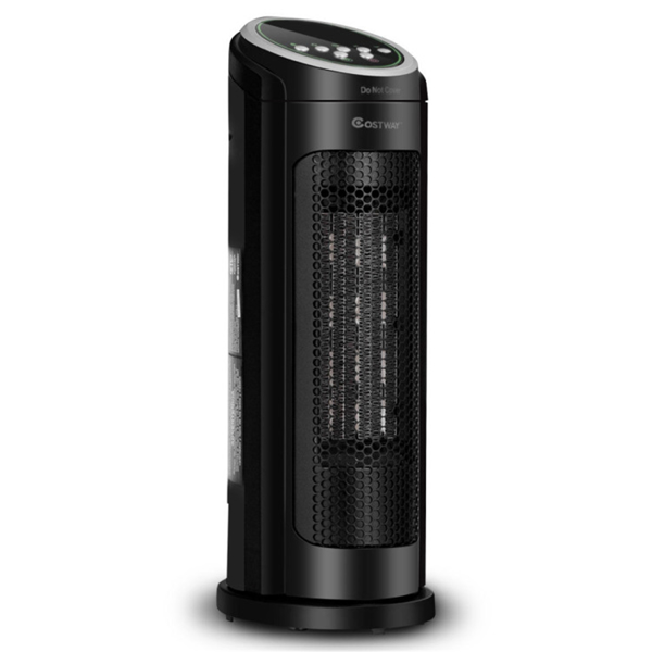 1500W安静空间加热器-PTC陶瓷加热，3种模式（高/低/ECO），12小时定时器和远程控制，黑色-2