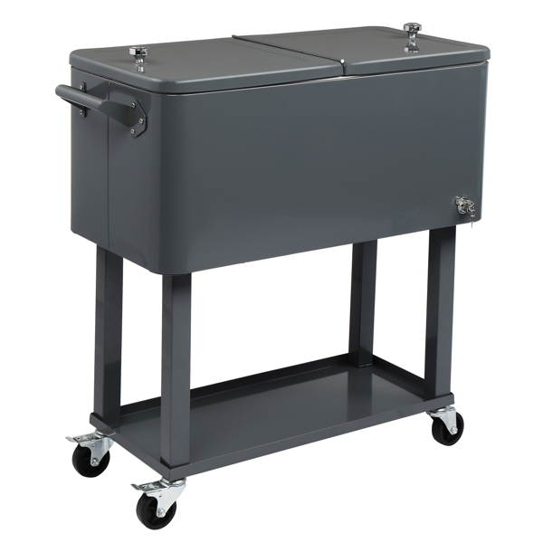 80QT 深灰色 冷冻保温推车 87.5*91*38.5cm 长方形 塑料箱体 铁脚管 冷冻保温-26