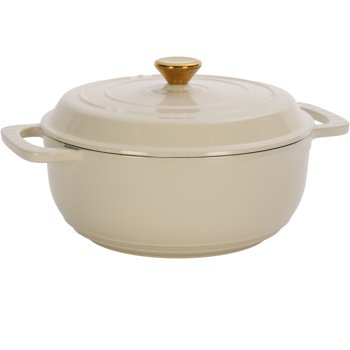 铸铁 6QT 烹饪锅具 陶瓷白 含两个硅胶手套 珐琅锅