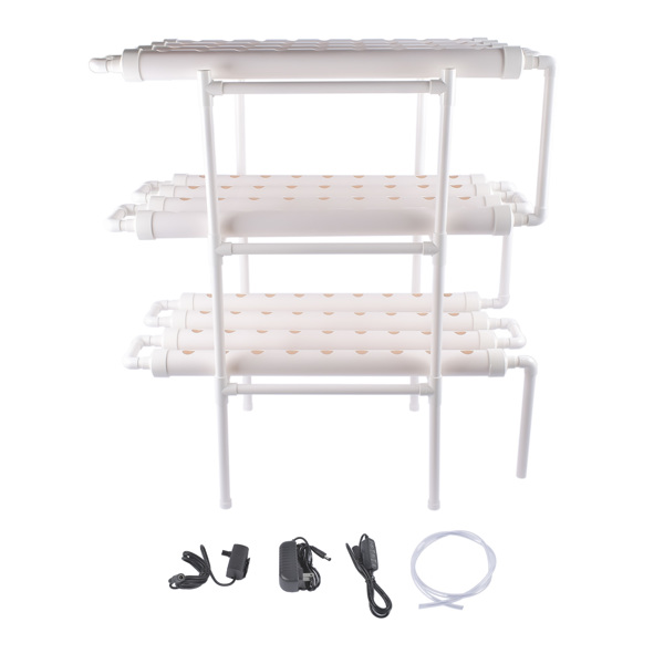 Floor Standing Hydroponics Growing Planting System Kit, Soilless Cultivation PVC Pipes for Gardening and Planting (108 Seed Holes, White)-1