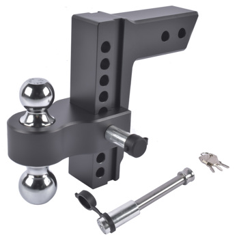 拖车挂接装置 Fits 2.5" Receiver Aluminum Trailer Hitch Adjustable 8" Drop/Rise 2" & 2-5/16" Balls 18500LBS w/2 Locks