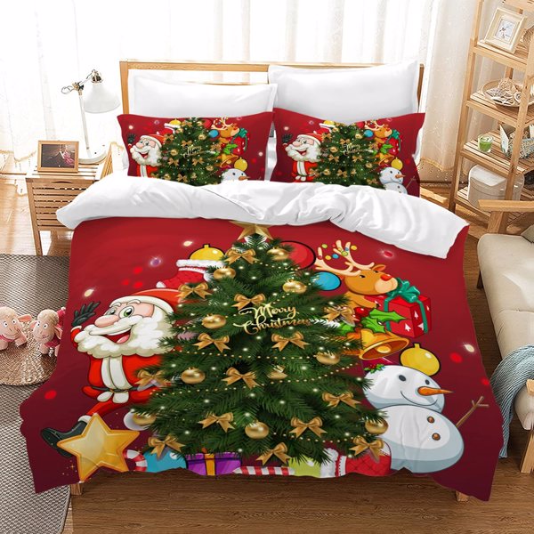 圣诞被套Christmas床品三件套 圣诞老人 200*200cm-1