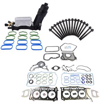 发动机大修包 Full Gasket Set+Oil Filter Housing Adapter w/Cooler Replacement for Jeep Chrysler Dodge Ram 1500 3.6L V6 Pentastar 2014-2017 HS26541PT 68105583AG