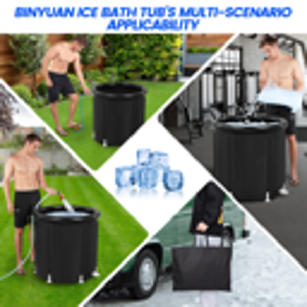 带盖运动员专用加大号冰浴盆 99 加仑冷水浴缸，适合恢复体力，多层便携式冰浴池，适合花园、健身房和其他冷水疗法训练-6