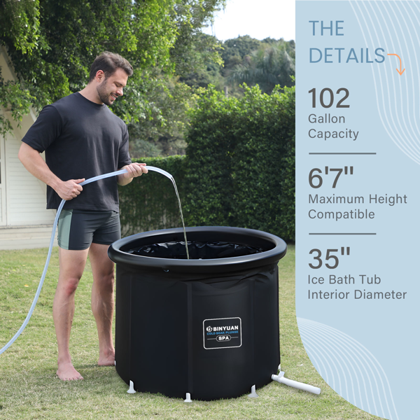 XXL Ice Bath Tub，102 GL cold plunge tub，Portable Plunge Pool，multi-level portable bathtub for Outdoor Gym Treatments, Foldable Basin-2