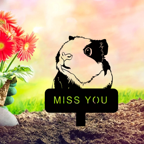 Exquisite Guinea Pig and Hamster Memorial Metal Yard Stake - A Graceful Decor Piece, Perfect for Commemorating Your Beloved Pets, Outdoor Statue Alternative.Garden Stakes-17