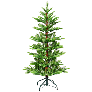 Artificial 5ft Green LED-lit Christmas Tree with 502PE/PVC Mixed Branch Tips,Hinged Premium & Foldable Base for Indoor Holiday Decorating