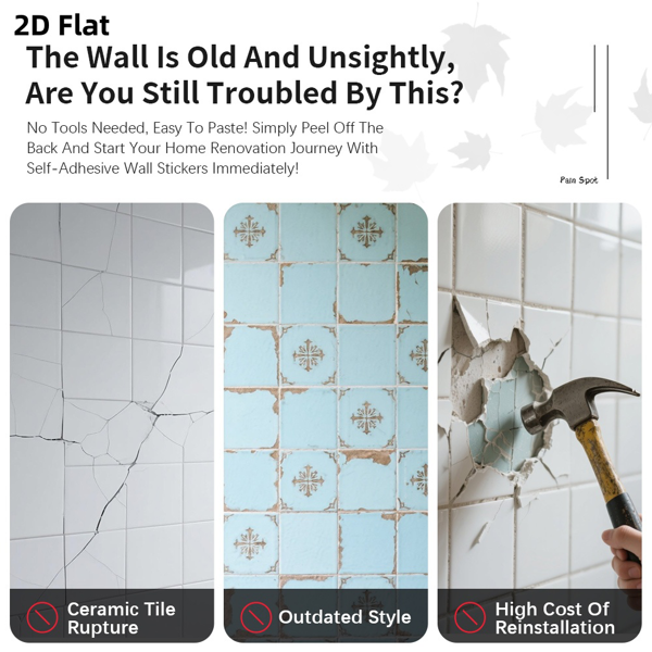 12 Pcs Retro Brown Stone Brick Marble Effect Peel And Stick Wallpaper,Water resistant ,Easy Installation Without Damaging The Wall Easy DIY Home Renovation, Kitchen Bathroom Wall Tiles Backsplash-3