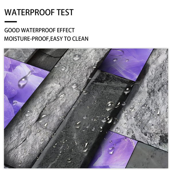 24 Sheets Peel and Stick Backsplash Marble Wall Tiles, Waterproof Oil-proof ,Purple Glossy Imitation Stone brick wall stickers , PVC Shower Wall Panels for Interior Wall Decor; Tile for Kitchen, Bathr-8