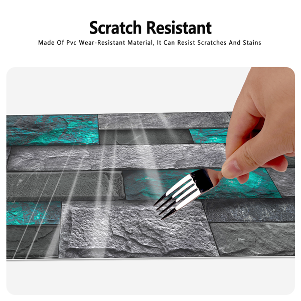 12 Pcs Modern Green Peel And Stick Wallpaper Removable Self-Adhesive PVC For Home Decoration (5.91x11.81 Inch) Easy Installation No Tools Needed, Bathroom Decor, Kitchen Backsplash,Contemporary Design-6