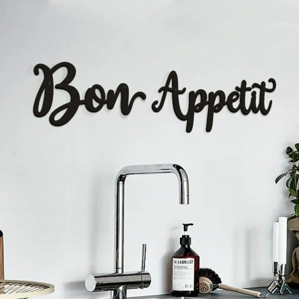 2pc Bon Appetit Wall Décor Bon Appetit Metal Wall Sign Farmhouse Kitchen Wall Art Living Room Bedroom Study Porch Decor-1
