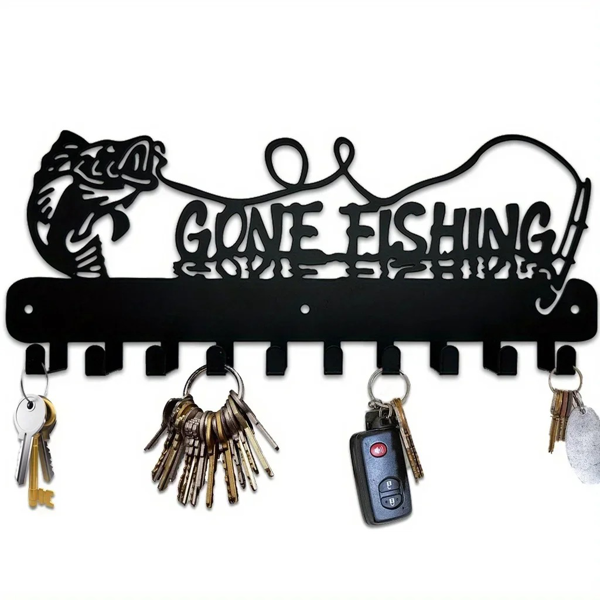 1pc，Adorable Fish-Shaped Key Rack with Hooks for Storage - Solid Metal Holder, Perfect for Space-Efficient Organization, Utility Hooks.-6