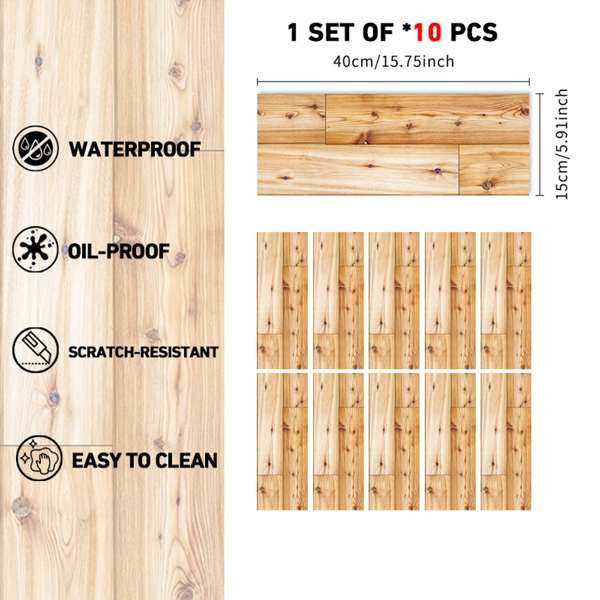 10 Pcs Self-Adhesive Wood-Look Flooring With Realistic Wood Grain Flooring ,Durable And Easy DIY Installation For Quick Renovation,Ideal For Walls Floors In Living Room,Bedroom,Kitchen,Bathroom,Office-2