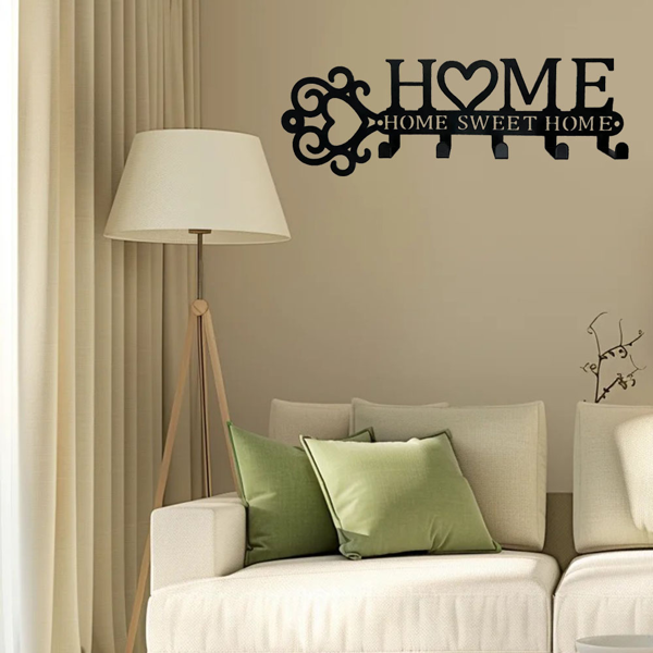 Marvelous 1 Piece Metal Wall - Mounted Key Holder with 5 Hooks. This Wall Hanger, Which is a Key Holder Wall Mount, Stylish Household Coat Rack, and Towel Rack, Combines Function and Decor to Elevate-21