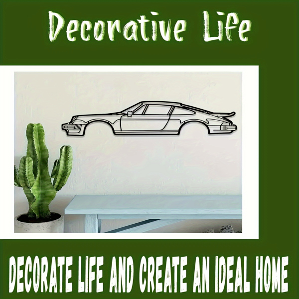 Striking Wall Decoration Art: Creative Metal Iron Art Line 911 Turbo Sports Car Wall Hanging. This Home Art Wall Decoration Pendant Ornament, in the Form of a Wall Sculpture, Adds a Touch of Automotiv-36