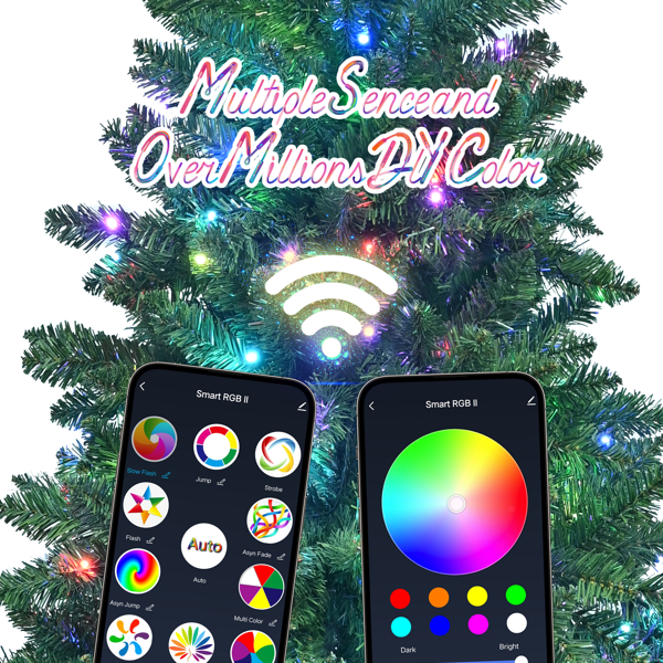 Artificial 6ft Green RGB-lit Christmas Tree with 751PVC Mixed Branch Tips,Hinged Premium & Foldable Base for Indoor Holiday Decorating-9