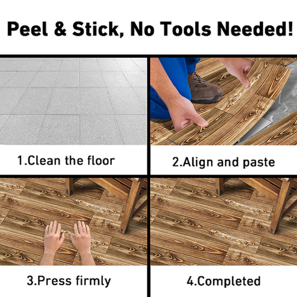 10 Pcs Wood Grain Peel And Stick Floor stickers Non-Slip Self-Adhesive Floor Stickers, Waterproof Wear-Resistant Suitable for Living Room, Bedroom, Kitchen, Bathroom Wall And Floor Renovation material-5