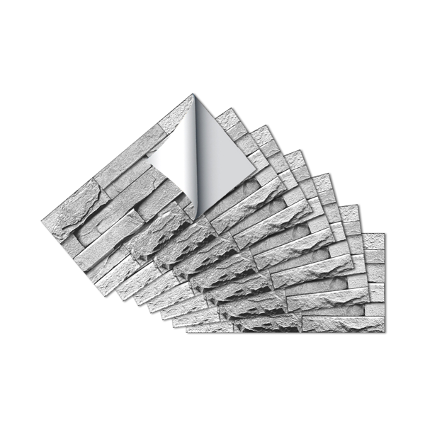 12 Pcs Grey Stone Brick Marble Peel And Stick Wallpaper Splash Proof And Moisture Proof Hanging Decorative Tiles Easy To Clean & Cut, Water Resistant  Oil-Proof Ideal For Bathroom & Kitchen Renovation-2