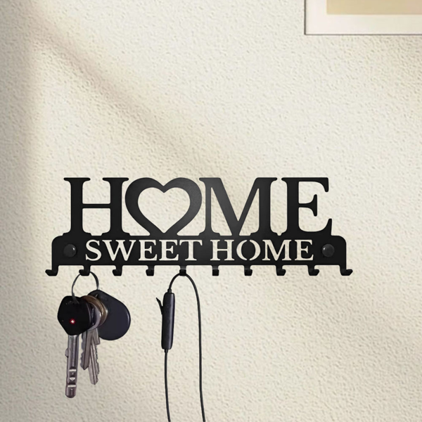 Retro metal key rack wall mounted rural entrance storage handmade iron hooks nostalgic home decoration sturdy key storage corridor wall decoration is very suitable for your entrance or hall.Key hooks.-88