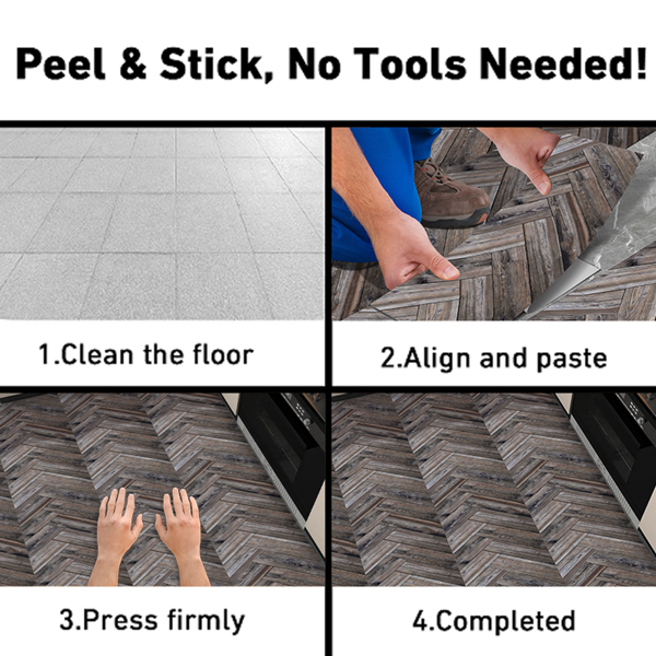 10 Pcs Dark Brown Wood Grain Self-Adhesive PVC Floor Stickers  Peel & Stick For Walls & Floors Self-Adhesive And Waterproof Tile Sticker, DIY Stickers- For Decorating Living Rooms, Bedrooms, Offices-5