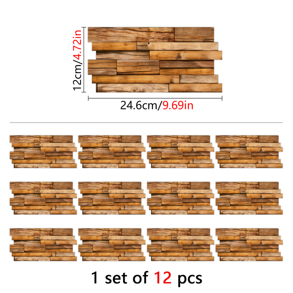 12 PCS Alien wood grain wall sticker, PVC Water Resistant Peel And Stick Wallpaper Moisture-Resistant Self-Adhesive Wallpaper for Kitchen Backsplash,Bathroom,Dorm Decor | Easy DIY Home Renovation-2