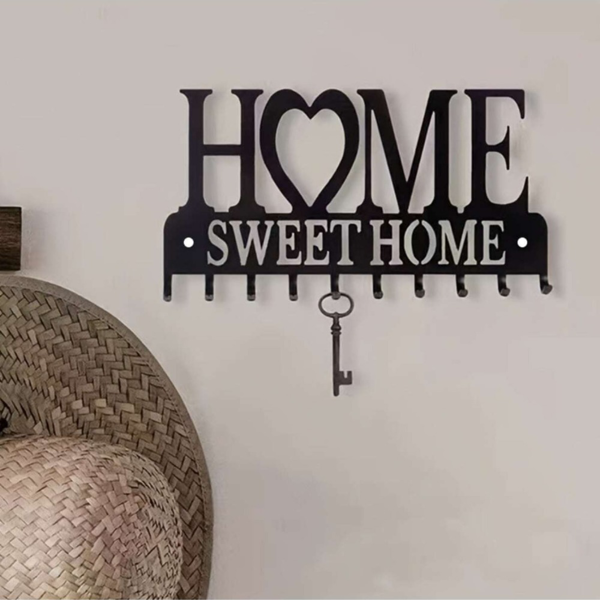 Retro metal key rack wall mounted rural entrance storage handmade iron hooks nostalgic home decoration sturdy key storage corridor wall decoration is very suitable for your entrance or hall.Key hooks.-61