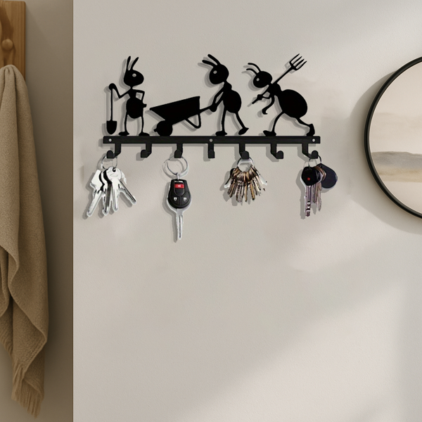 Modern Ant-Themed Wall Hook Organizer: Stylish Personality - Driven Key & Coat Rack with Utility Hooks-4