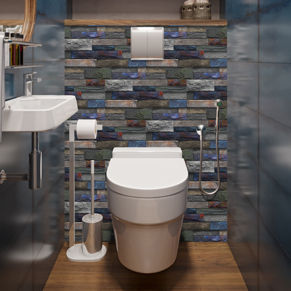 12 Pcs Peel And Stick Wallpaper Retro Stone Brick Self-Adhesive Wall Sticker Backspalsh For Bathroom Kitchen，Detachable Without Leaving Glue Hanging Decorative Tiles Wa ll Renovation Of Rental Housing-13