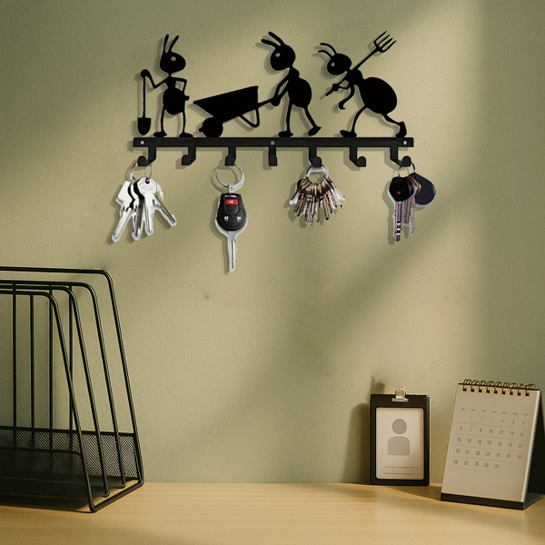 Modern Ant-Themed Wall Hook Organizer: Stylish Personality - Driven Key & Coat Rack with Utility Hooks-3