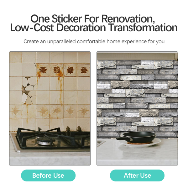 12 Pcs Marble Stone Wall Sticker Home Decor Self Adhesive Wall Paper,Back Splash For Kitchen Bathroom PVC Detachable Without Leaving Glue Easy To Maintain Renting House Wall Renovation Wall Decoration-3
