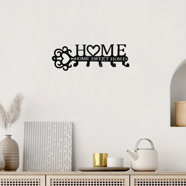 Marvelous 1 Piece Metal Wall - Mounted Key Holder with 5 Hooks. This Wall Hanger, Which is a Key Holder Wall Mount, Stylish Household Coat Rack, and Towel Rack, Combines Function and Decor to Elevate-19