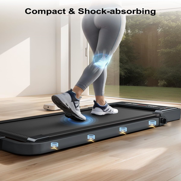Walking Pad Treadmill, 2-in-1 Desk Under Treadmills with Handle Bar, 3HP Foldable Walking Pad, 300lbs Capacity, 15" Wide Running Belt, Remote Control, LED Display for Home/Office (Gray)-3