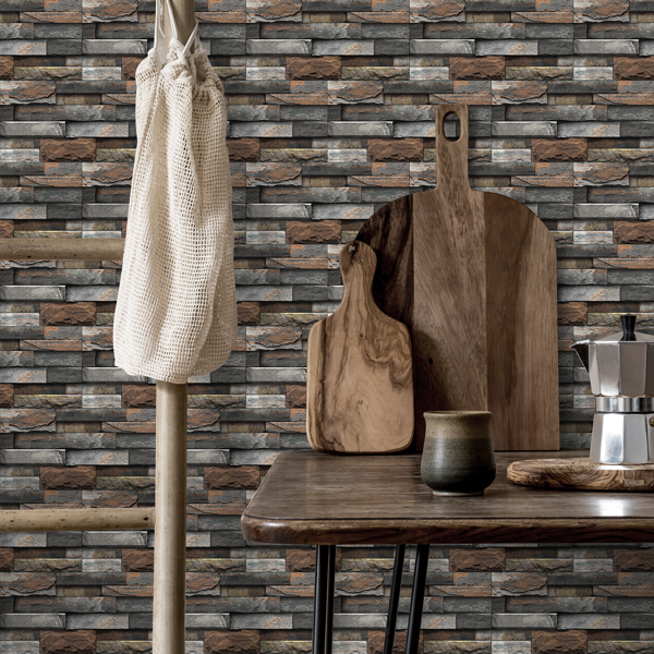 12 Pcs Dark Brown Marble Stone Backsplash Wallpaper Peel And Stick PVC Water Resistant Easy Installtion Self Adhesive Kitchen Bathroom Wall Decoration (5.91*11.81inch)  Easy Diy Home Renovation-11