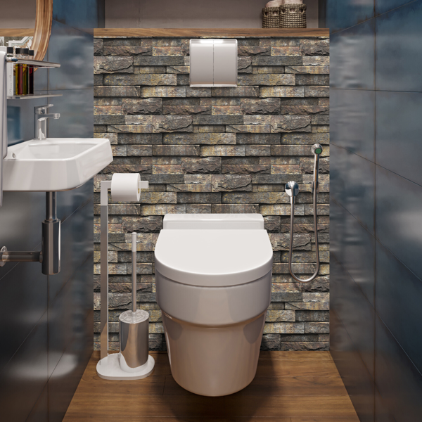 12 Pcs Retro Brown Stone Brick Marble Effect Peel And Stick Wallpaper,Water resistant ,Easy Installation Without Damaging The Wall Easy DIY Home Renovation, Kitchen Bathroom Wall Tiles Backsplash-13