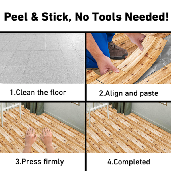 10 Pcs Self-Adhesive Wood-Look Flooring With Realistic Wood Grain Flooring ,Durable And Easy DIY Installation For Quick Renovation,Ideal For Walls Floors In Living Room,Bedroom,Kitchen,Bathroom,Office-5