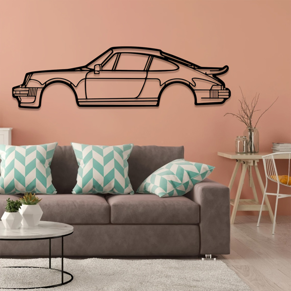 Striking Wall Decoration Art: Creative Metal Iron Art Line 911 Turbo Sports Car Wall Hanging. This Home Art Wall Decoration Pendant Ornament, in the Form of a Wall Sculpture, Adds a Touch of Automotiv-21